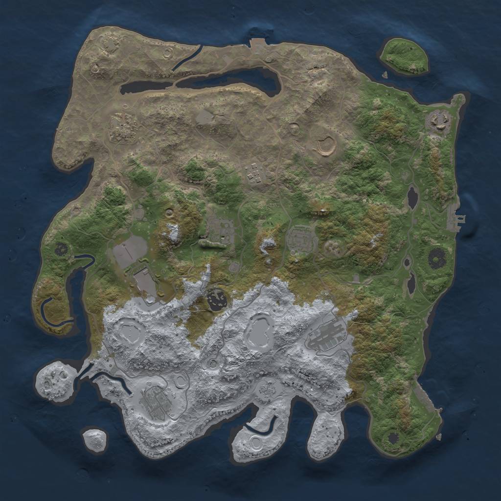 Rust Map: Procedural Map, Size: 3800, Seed: 909796196, 18 Monuments