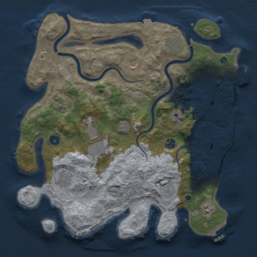 Rust Map: Procedural Map, Size: 3800, Seed: 909796196, 16 Monuments