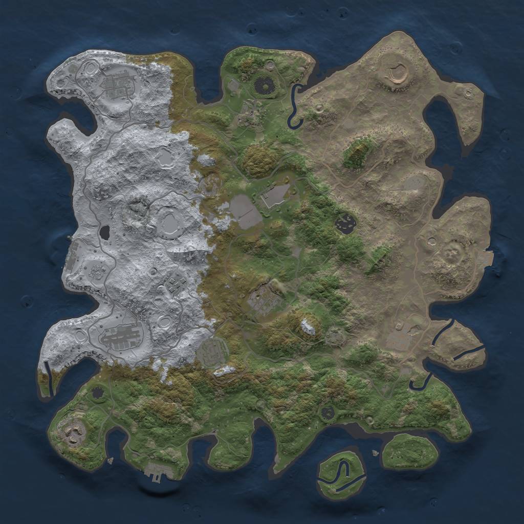 Rust Map: Procedural Map, Size: 4000, Seed: 1321651666, 19 Monuments