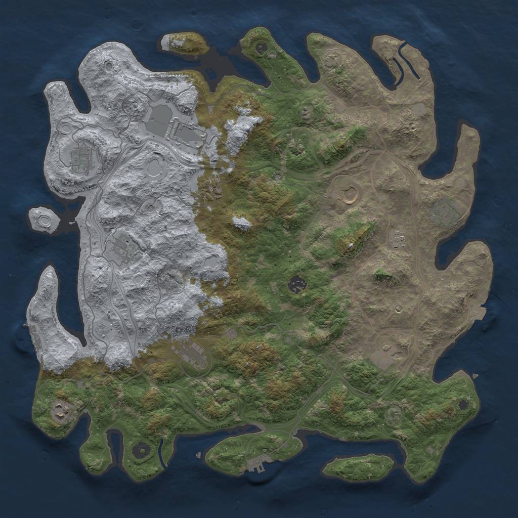 Rust Map: Procedural Map, Size: 4500, Seed: 821379522, 19 Monuments
