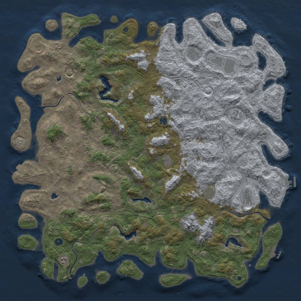 Rust Map: Procedural Map, Size: 6000, Seed: 1948136161, 17 Monuments