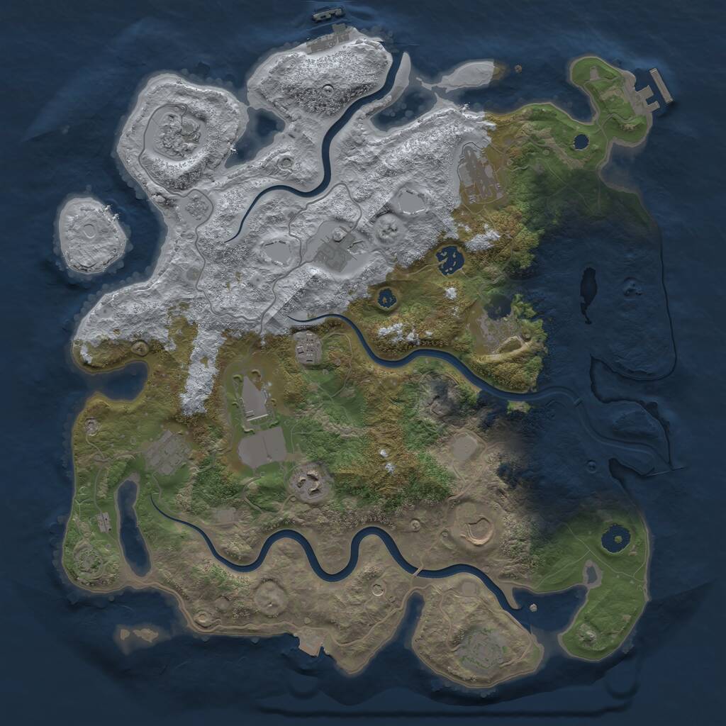 Rust Map: Procedural Map, Size: 3950, Seed: 765434598, 17 Monuments
