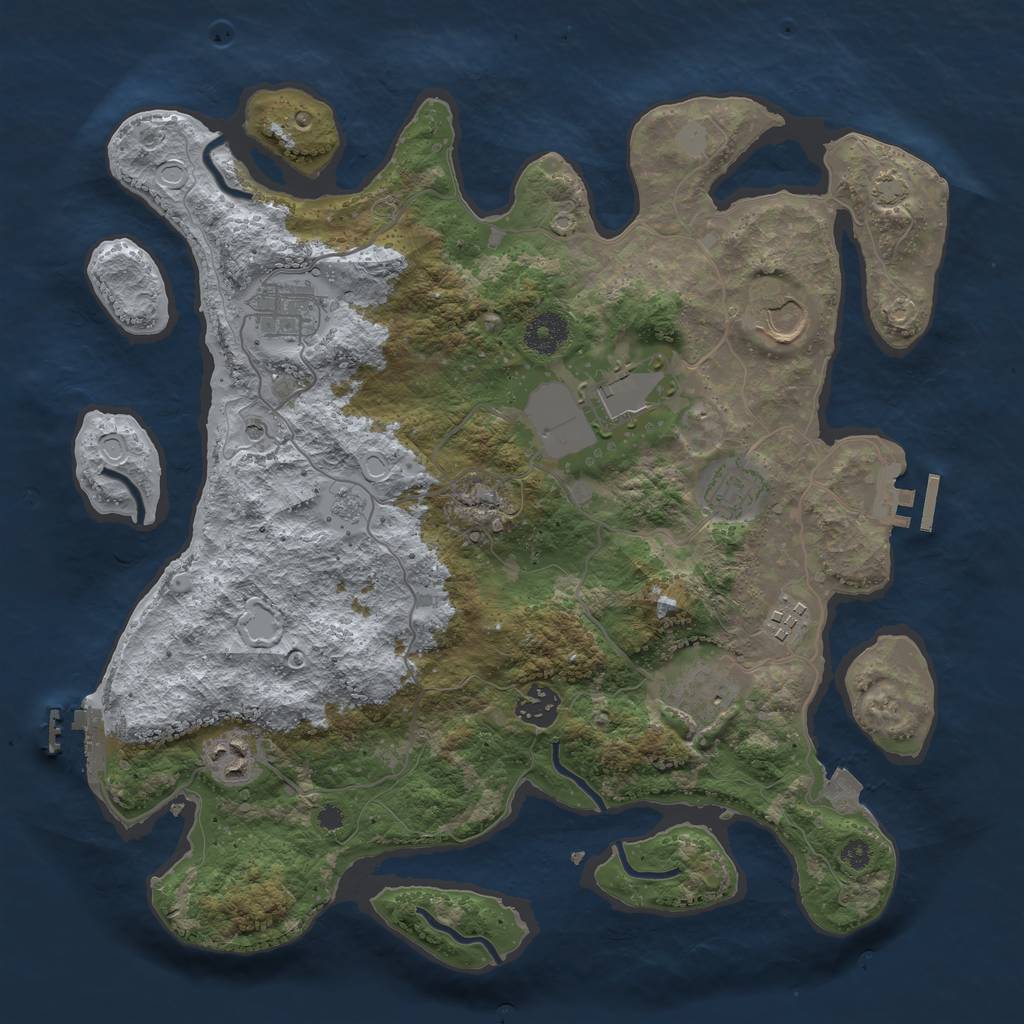Rust Map: Procedural Map, Size: 3600, Seed: 2031978711, 16 Monuments