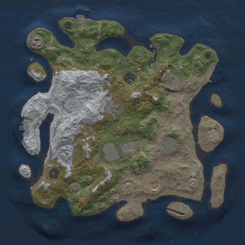 Rust Map: Procedural Map, Size: 3500, Seed: 984914615, 17 Monuments
