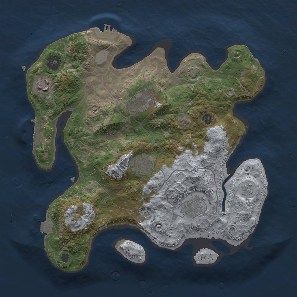 Rust Map: Procedural Map, Size: 3000, Seed: 730292448, 12 Monuments