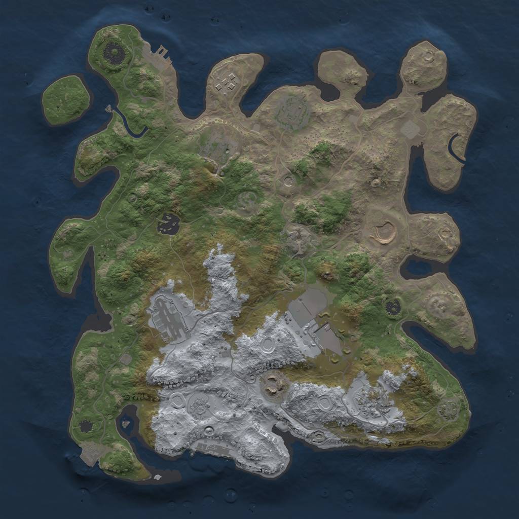 Rust Map: Procedural Map, Size: 3500, Seed: 2127964507, 17 Monuments