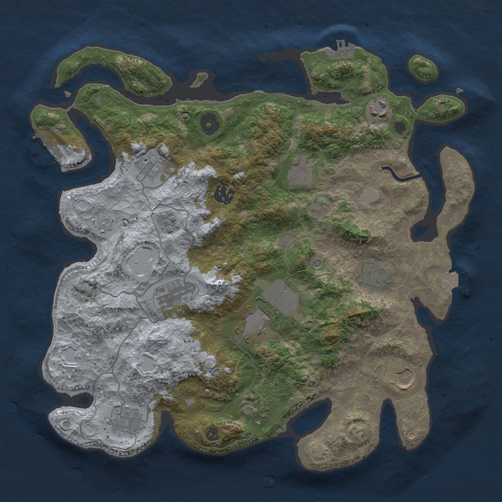 Rust Map: Procedural Map, Size: 3700, Seed: 692276754, 19 Monuments