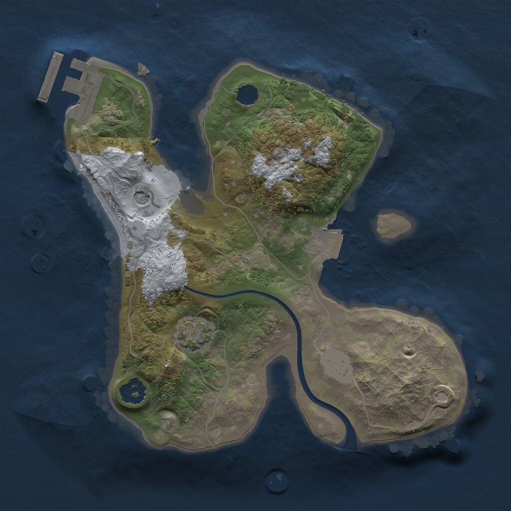 Rust Map: Procedural Map, Size: 2000, Seed: 89375, 4 Monuments