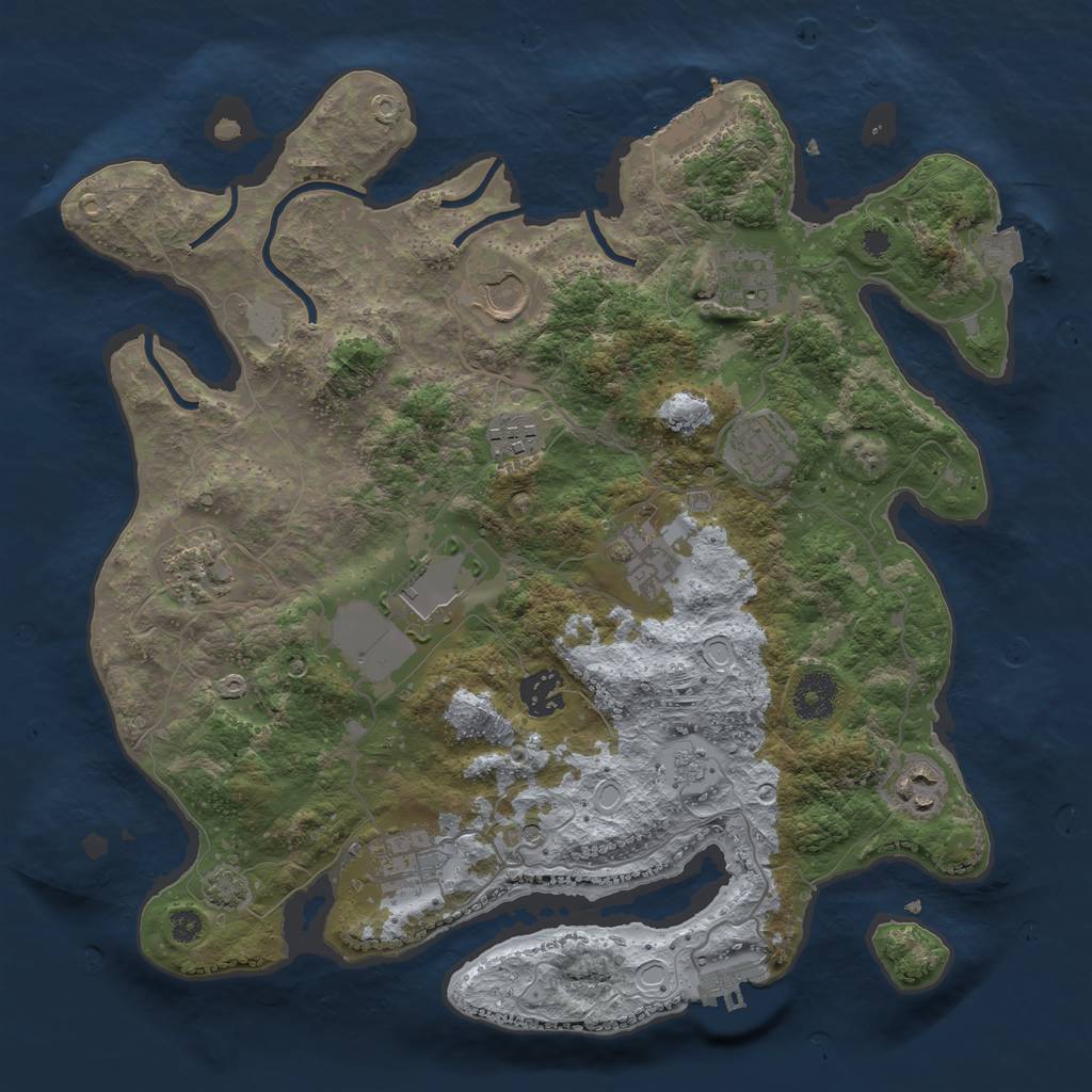 Rust Map: Procedural Map, Size: 3500, Seed: 915299434, 18 Monuments