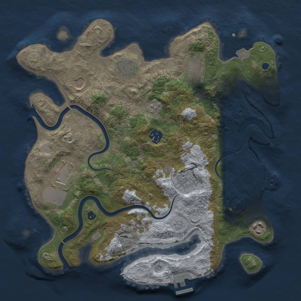 Rust Map: Procedural Map, Size: 3500, Seed: 915299434, 14 Monuments