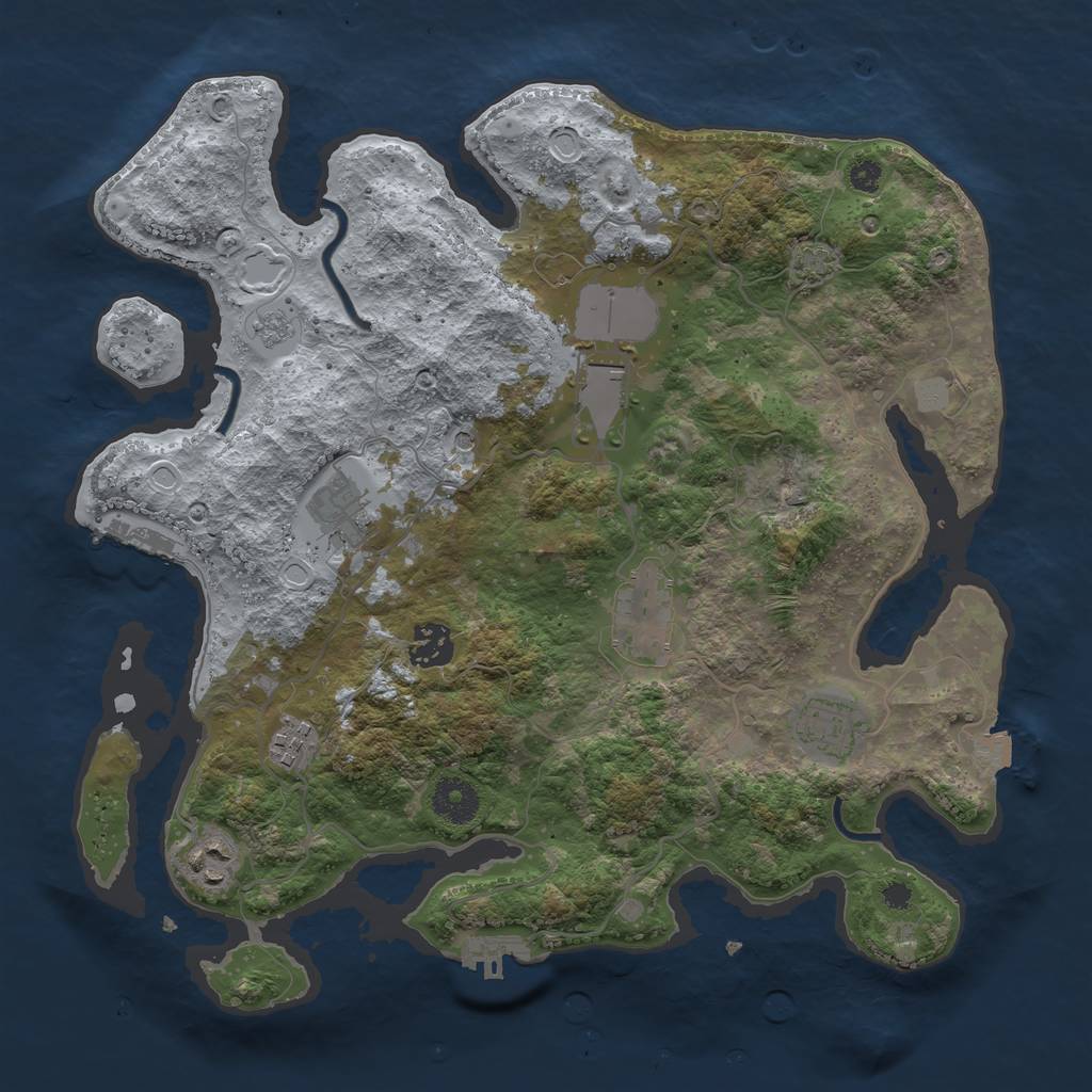 Rust Map: Procedural Map, Size: 3500, Seed: 975638697, 15 Monuments