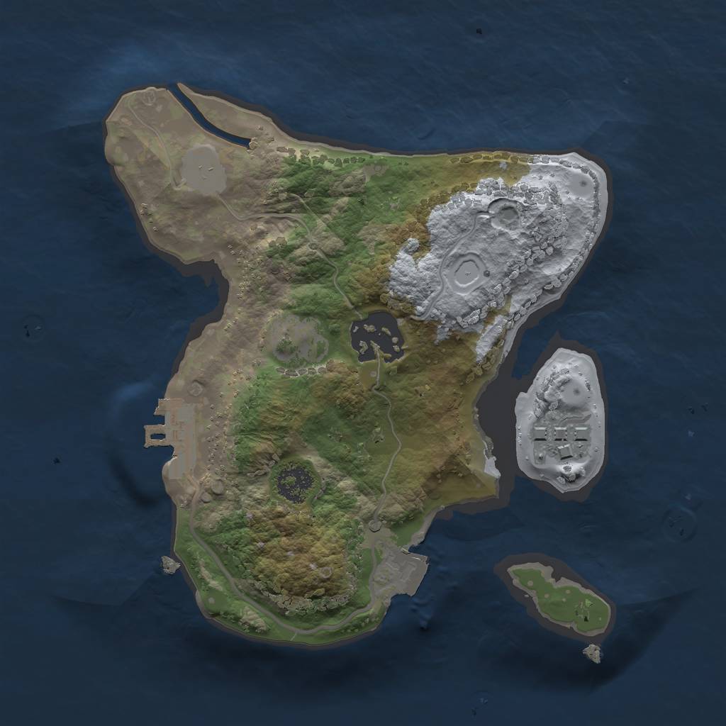 Rust Map: Procedural Map, Size: 2000, Seed: 1921909741, 6 Monuments