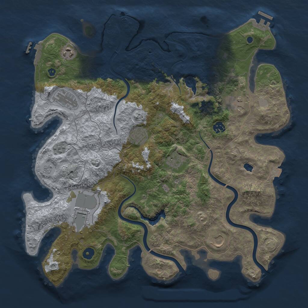 Rust Map: Procedural Map, Size: 4000, Seed: 1845, 15 Monuments