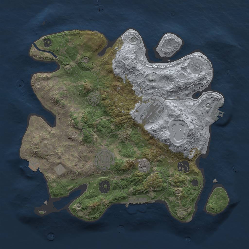 Rust Map: Procedural Map, Size: 3000, Seed: 88496993, 12 Monuments