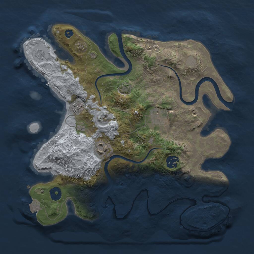 Rust Map: Procedural Map, Size: 3000, Seed: 24725, 7 Monuments