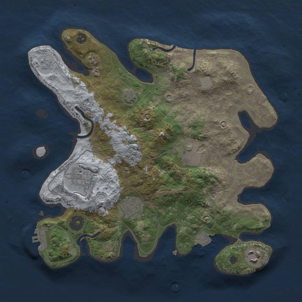 Rust Map: Procedural Map, Size: 3000, Seed: 24725, 12 Monuments