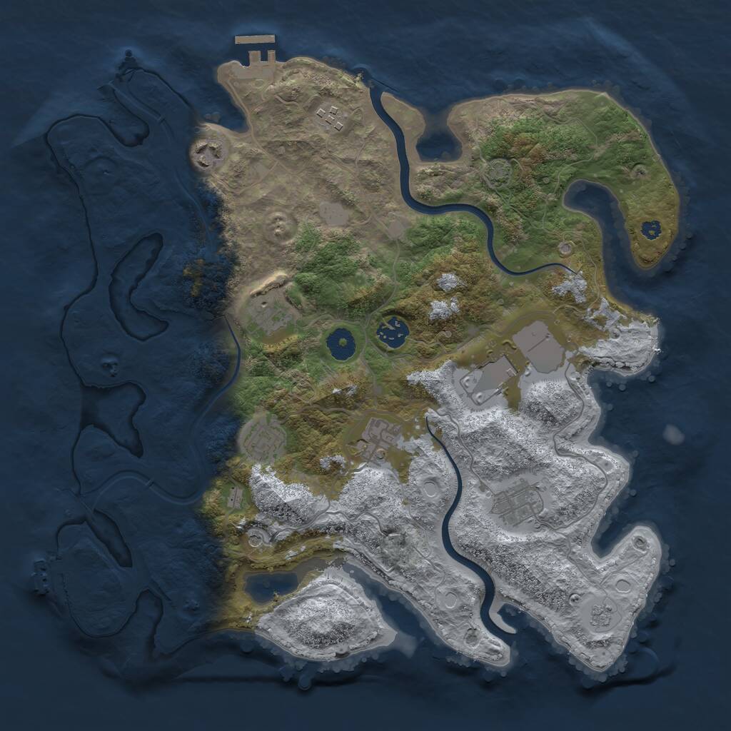 Rust Map: Procedural Map, Size: 3700, Seed: 689214776, 14 Monuments