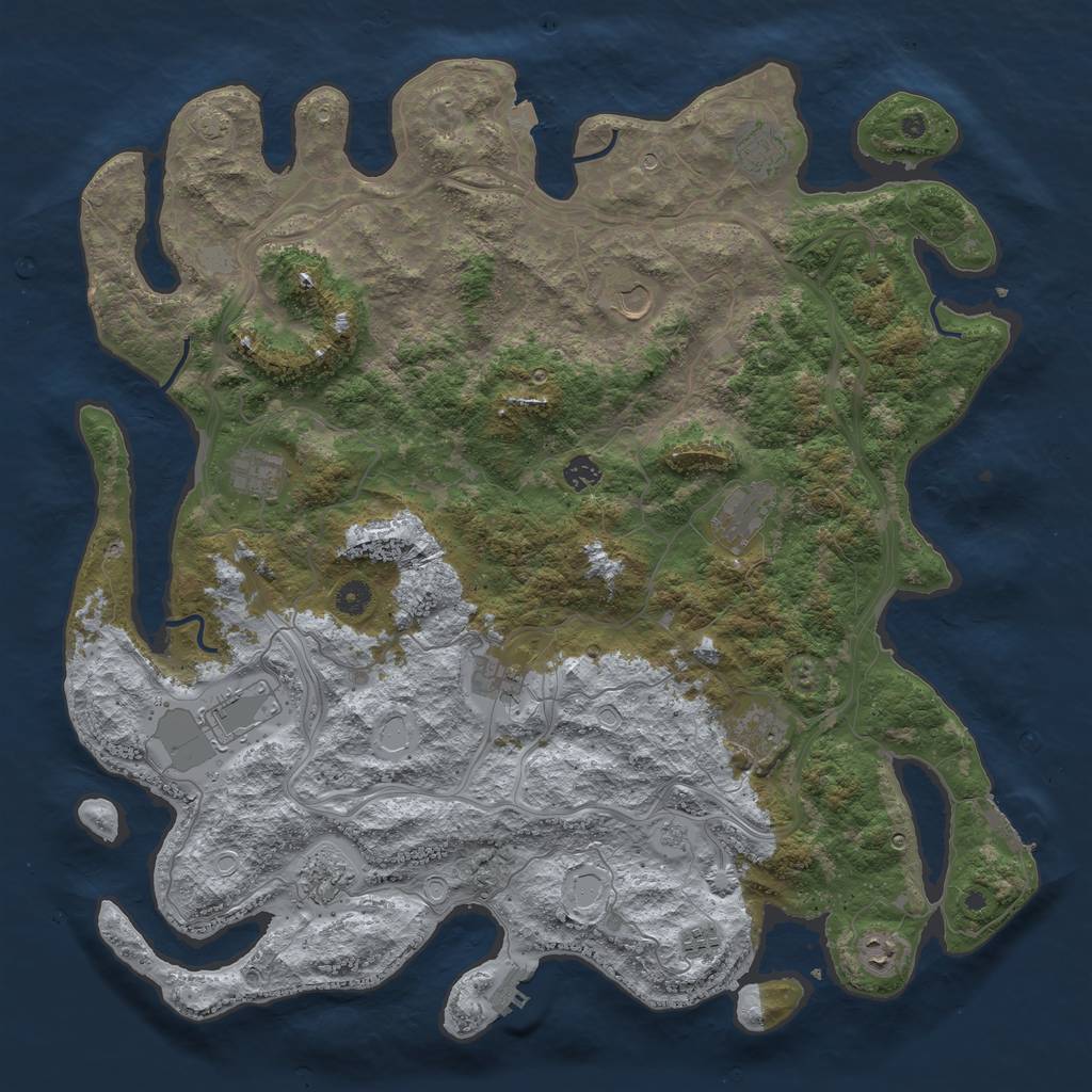 Rust Map: Procedural Map, Size: 4700, Seed: 787296336, 19 Monuments