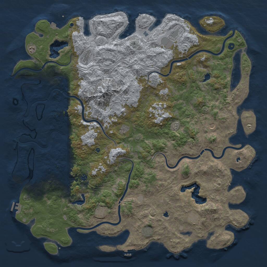 Rust Map: Procedural Map, Size: 6000, Seed: 952863, 17 Monuments