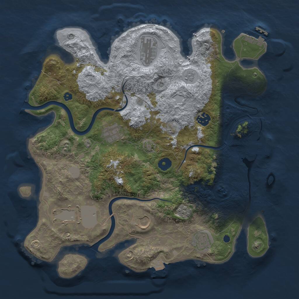 Rust Map: Procedural Map, Size: 3500, Seed: 939367448, 13 Monuments