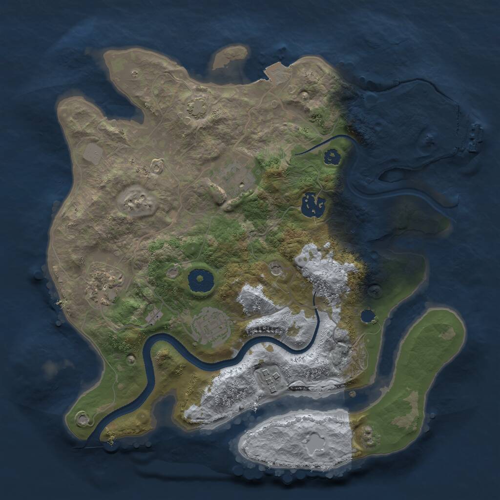Rust Map: Procedural Map, Size: 3000, Seed: 915299434, 9 Monuments