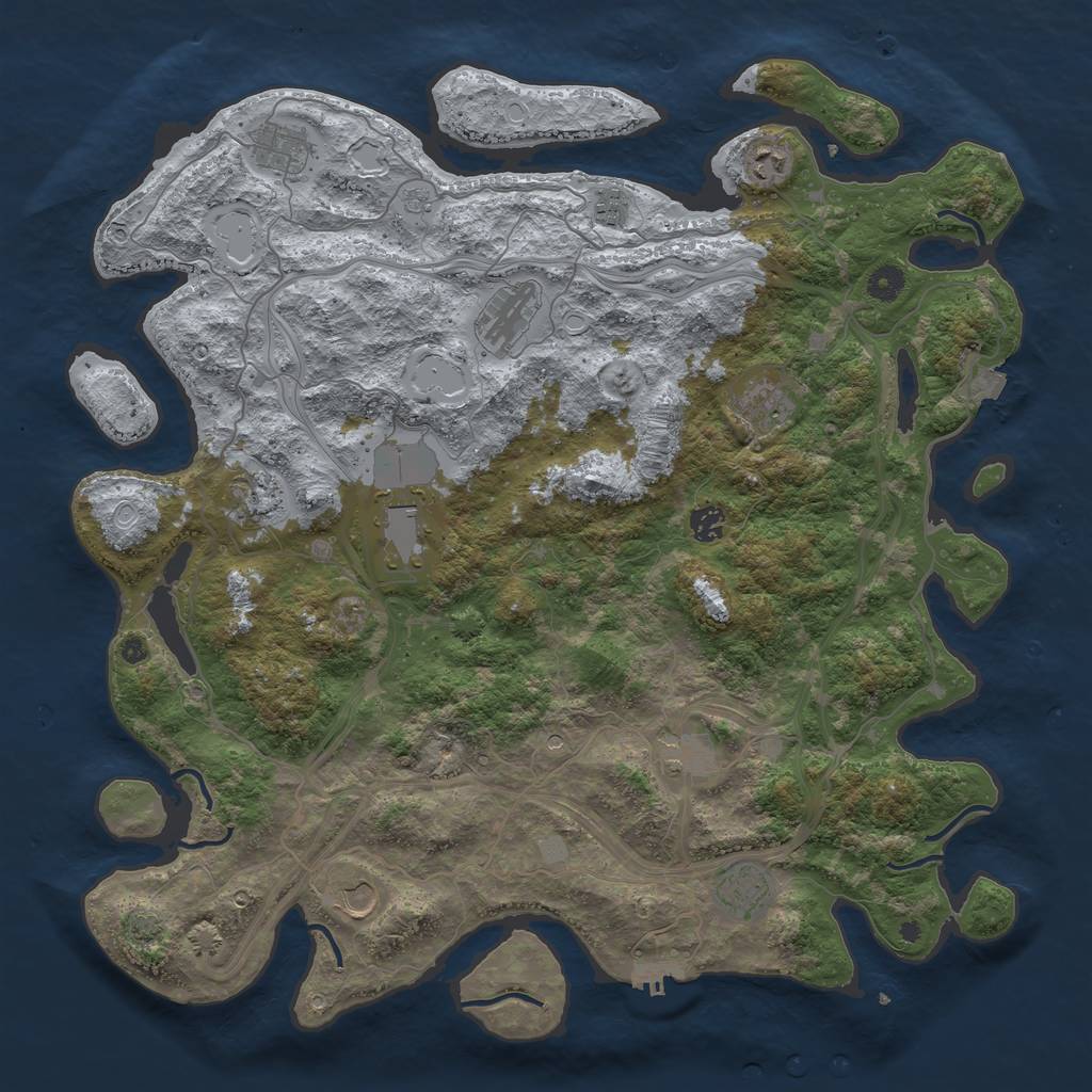 Rust Map: Procedural Map, Size: 4500, Seed: 1942630880, 18 Monuments