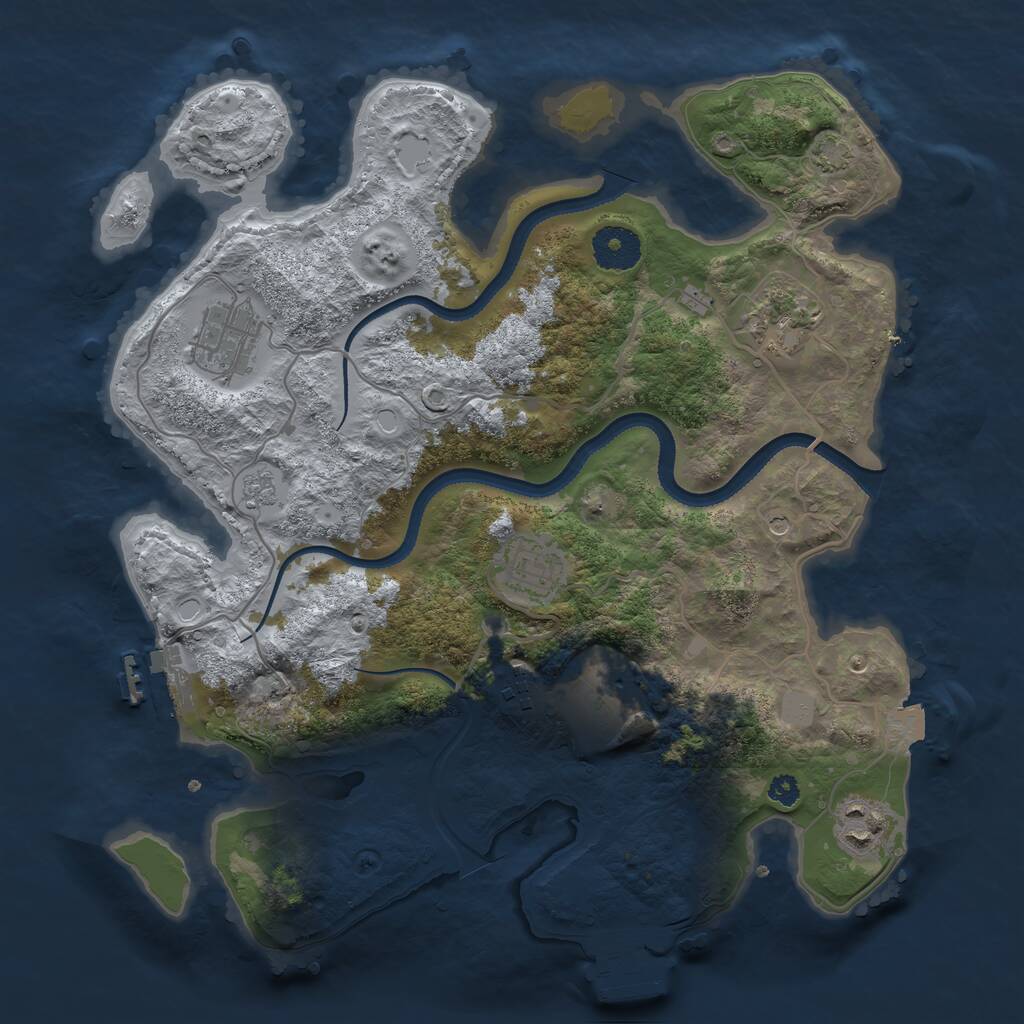 Rust Map: Procedural Map, Size: 3300, Seed: 2138607202, 12 Monuments