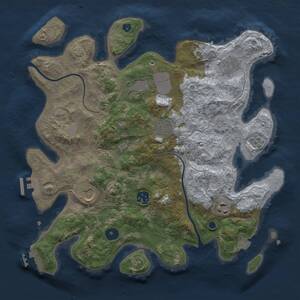 Thumbnail Rust Map: Procedural Map, Size: 3500, Seed: 1352480386, 13 Monuments