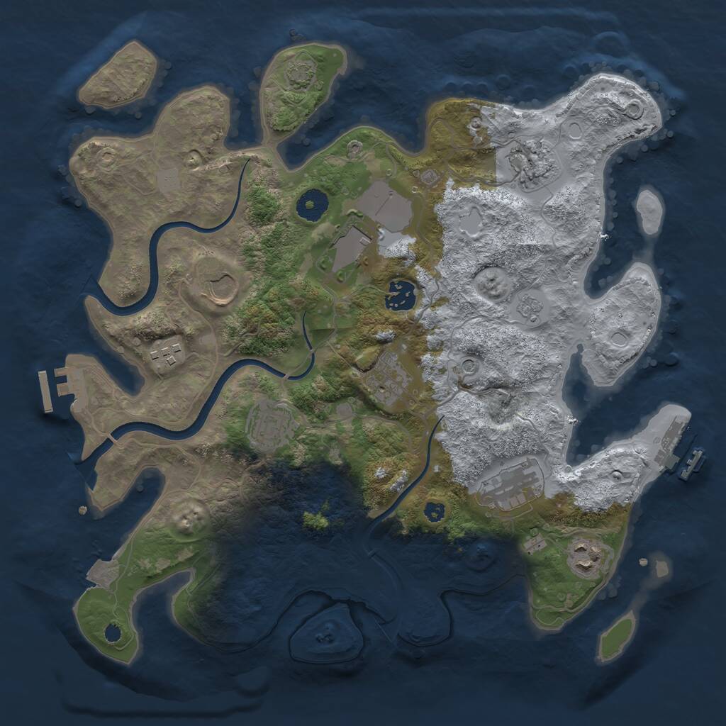 Rust Map: Procedural Map, Size: 3500, Seed: 1352480386, 15 Monuments