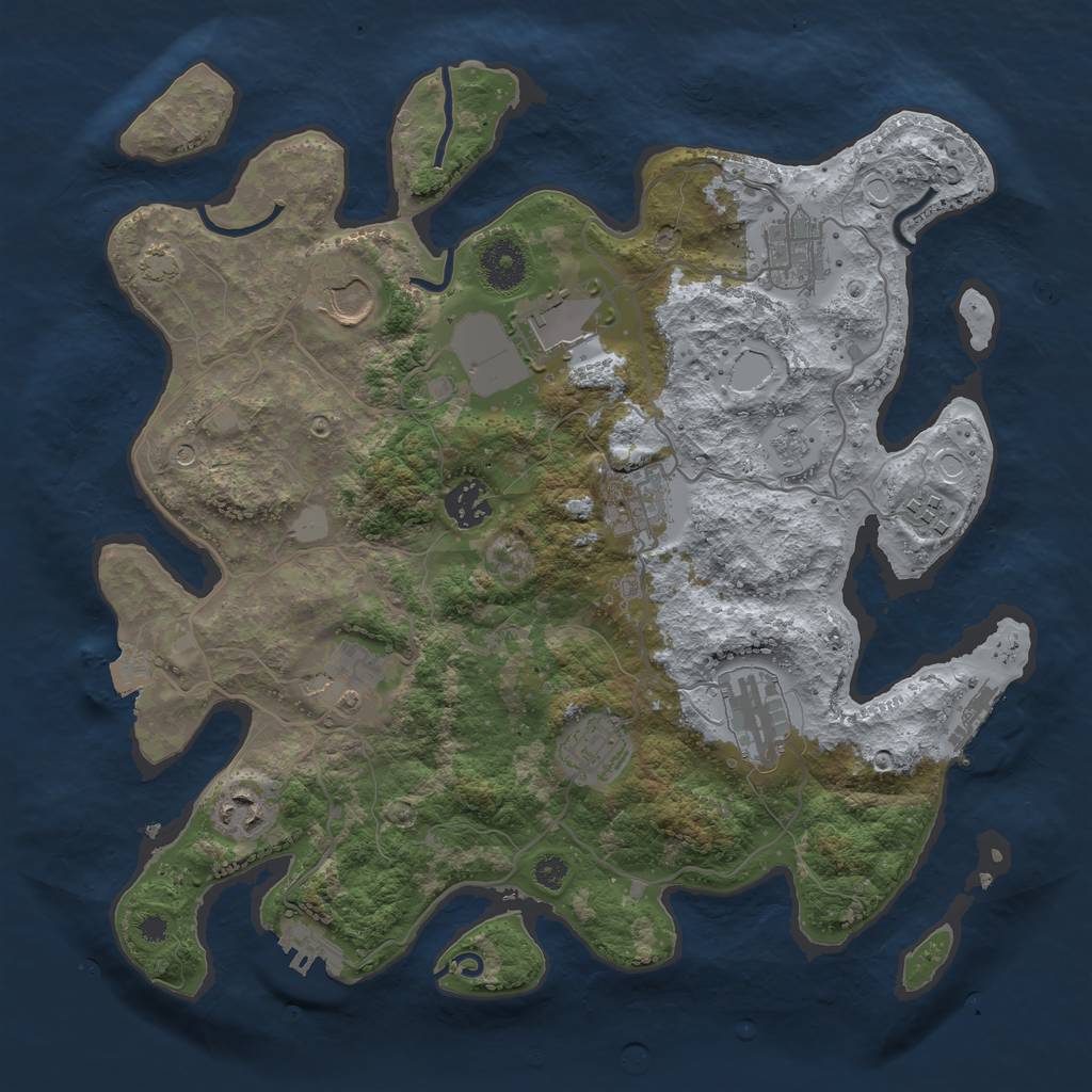 Rust Map: Procedural Map, Size: 3500, Seed: 1352480386, 18 Monuments