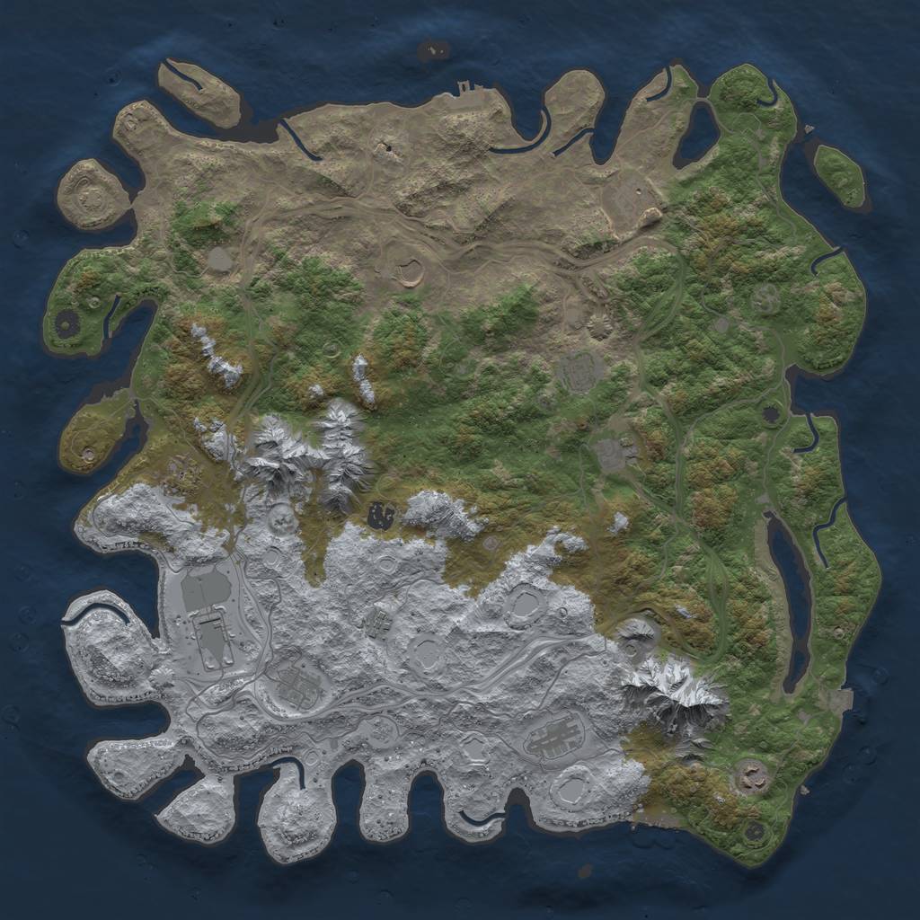 Rust Map: Procedural Map, Size: 5000, Seed: 584188913, 19 Monuments