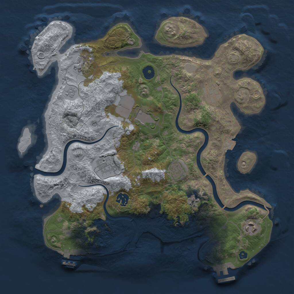 Rust Map: Procedural Map, Size: 3500, Seed: 803777425, 14 Monuments