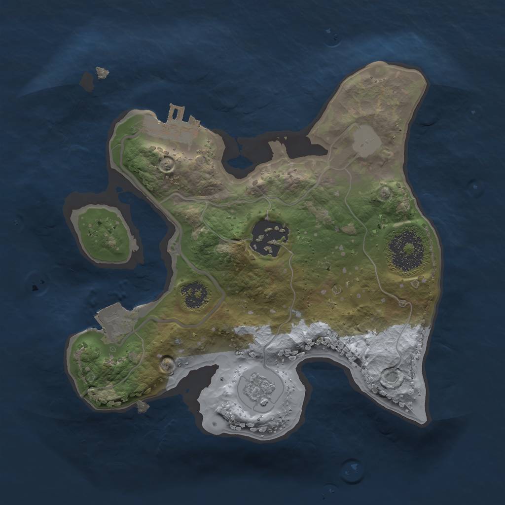Rust Map: Procedural Map, Size: 2000, Seed: 1738884314, 6 Monuments