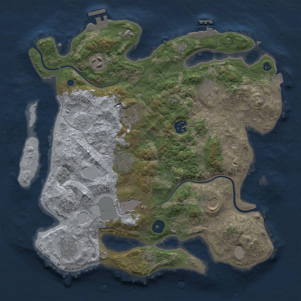 Rust Map: Procedural Map, Size: 3500, Seed: 2100393418, 15 Monuments