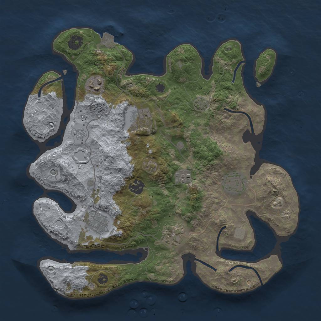 Rust Map: Procedural Map, Size: 3250, Seed: 1112919705, 13 Monuments