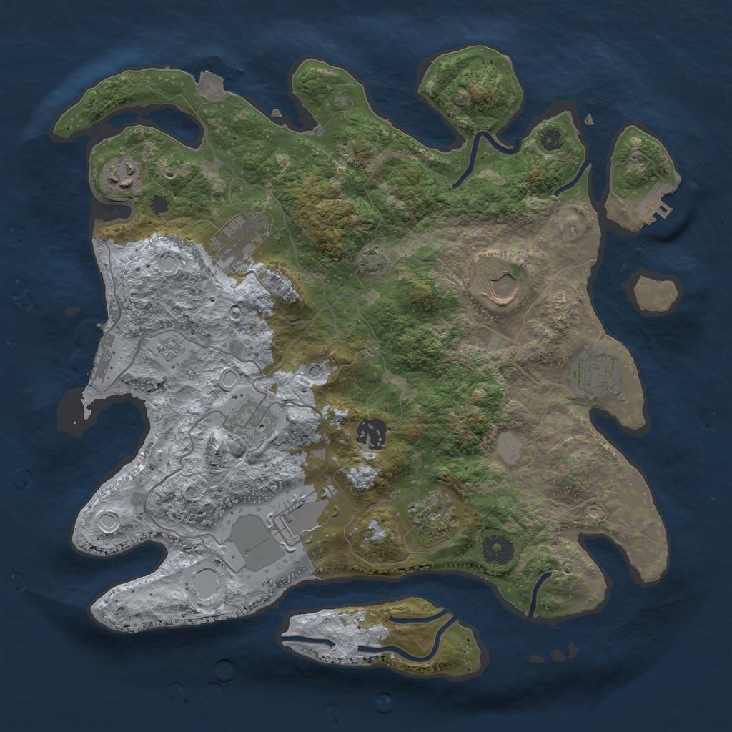 Rust Map: Procedural Map, Size: 3500, Seed: 18045, 16 Monuments