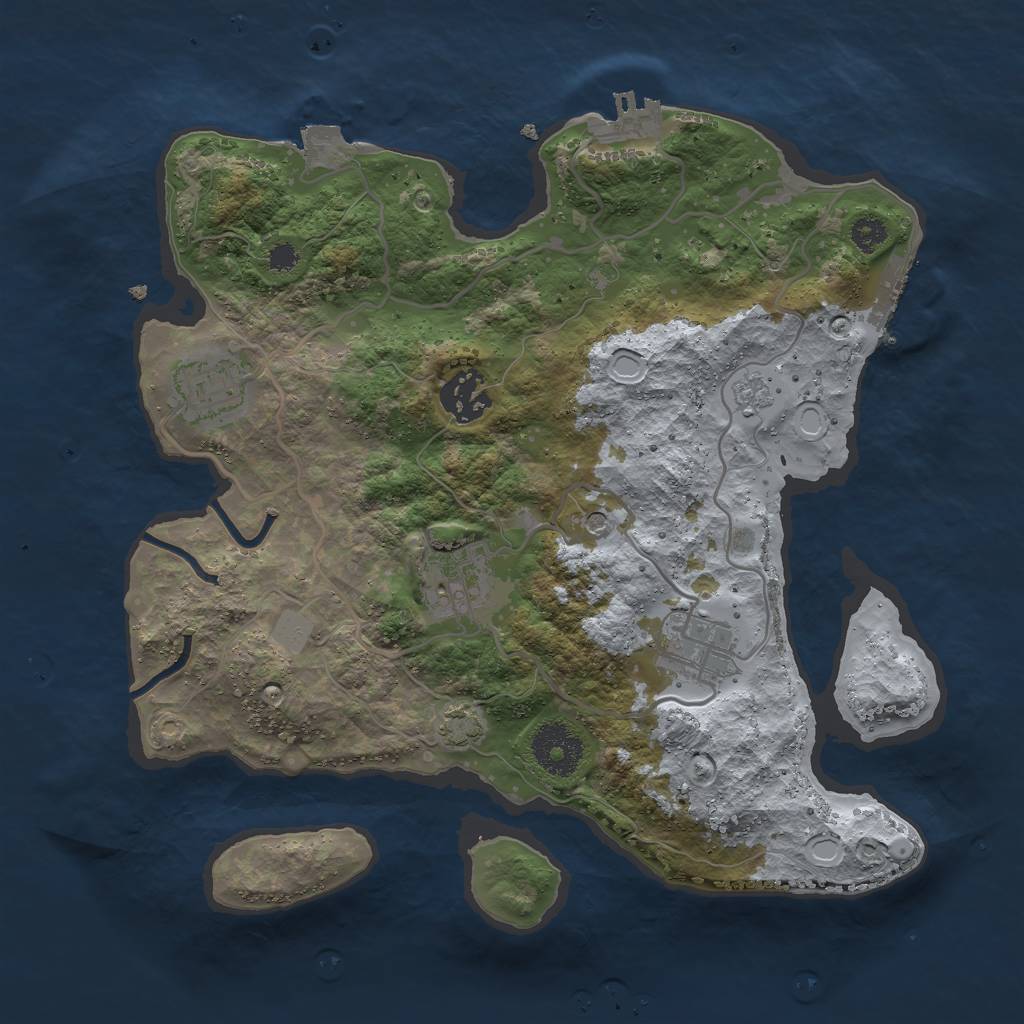 Rust Map: Procedural Map, Size: 3000, Seed: 11112, 12 Monuments