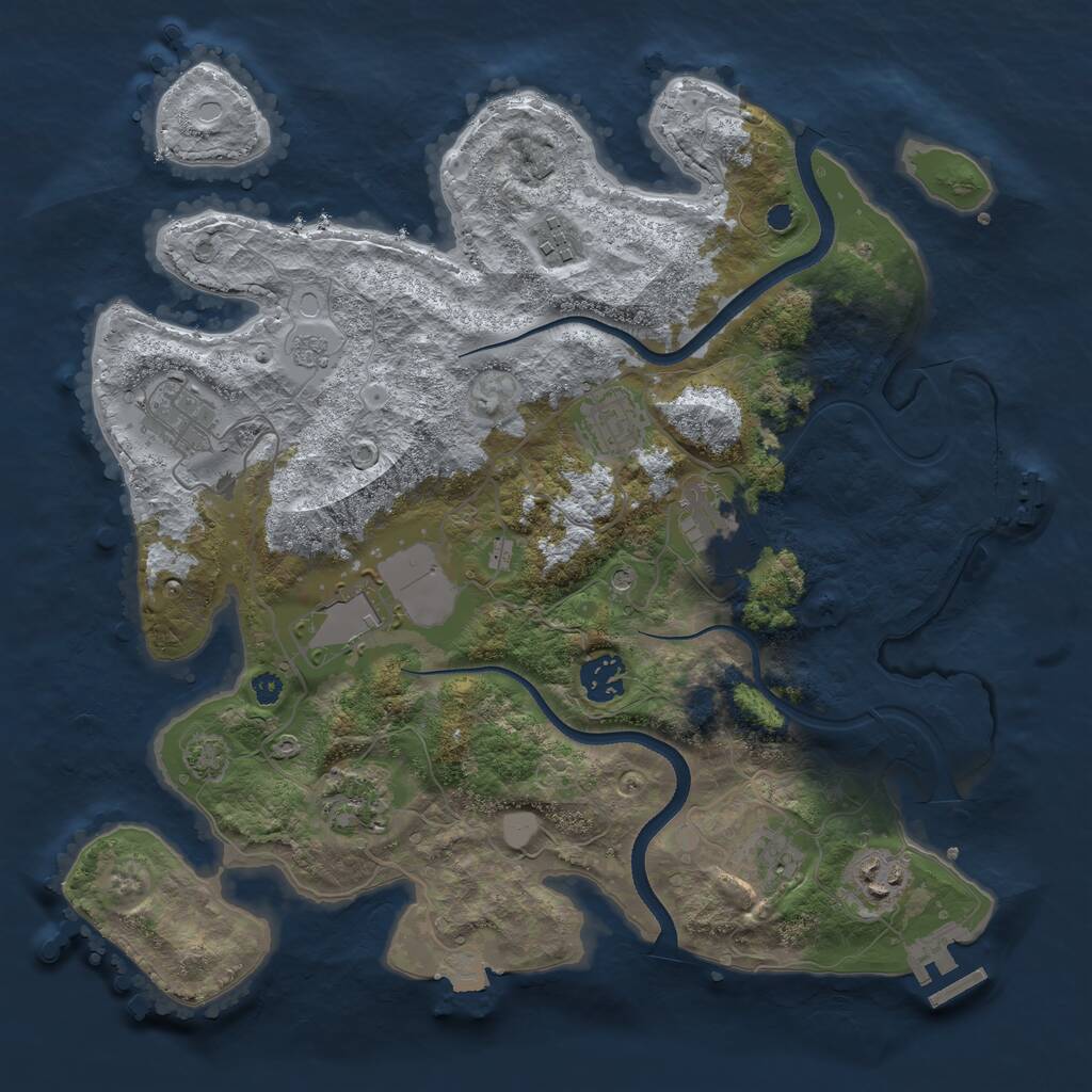Rust Map: Procedural Map, Size: 3500, Seed: 950240125, 15 Monuments