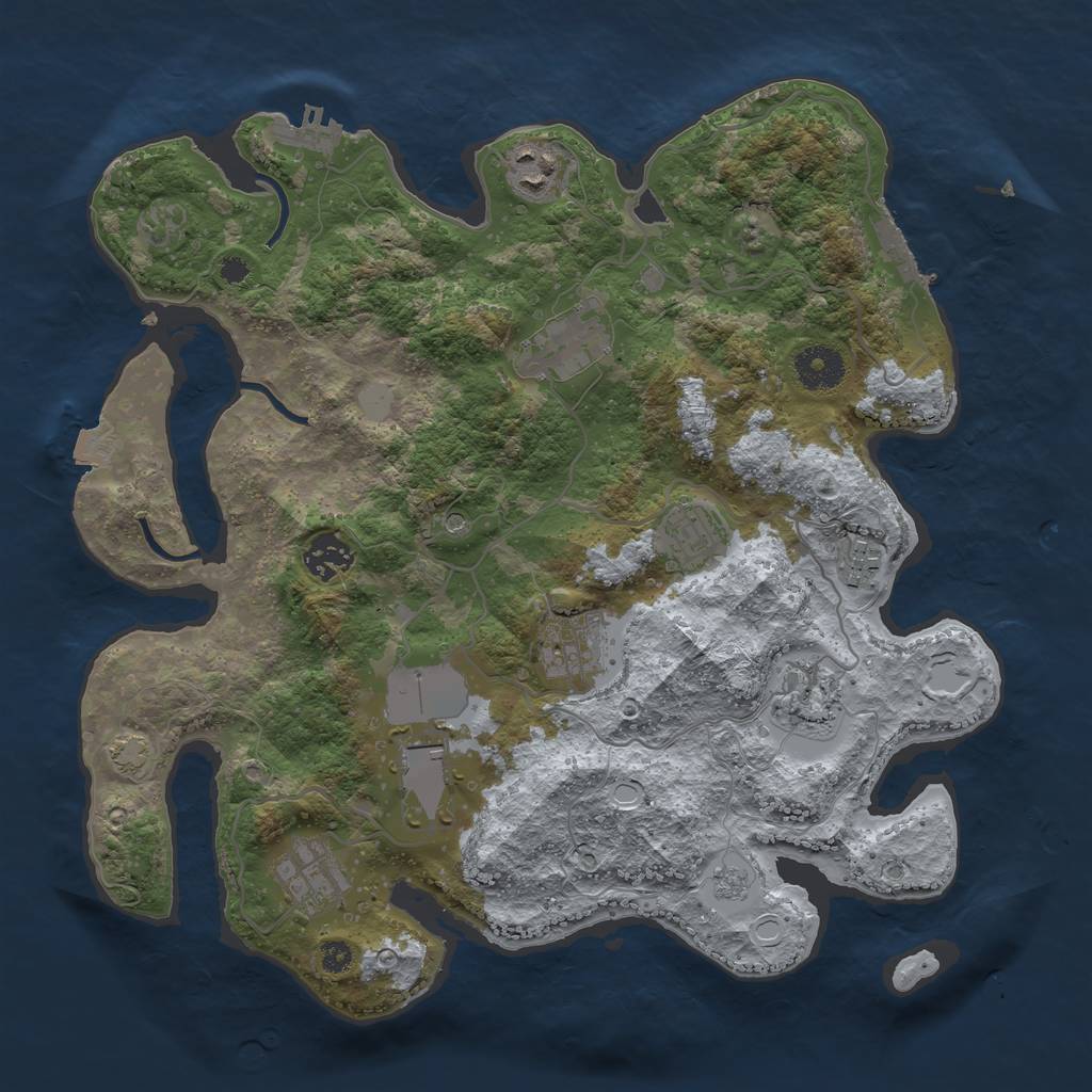 Rust Map: Procedural Map, Size: 3500, Seed: 1449129891, 17 Monuments