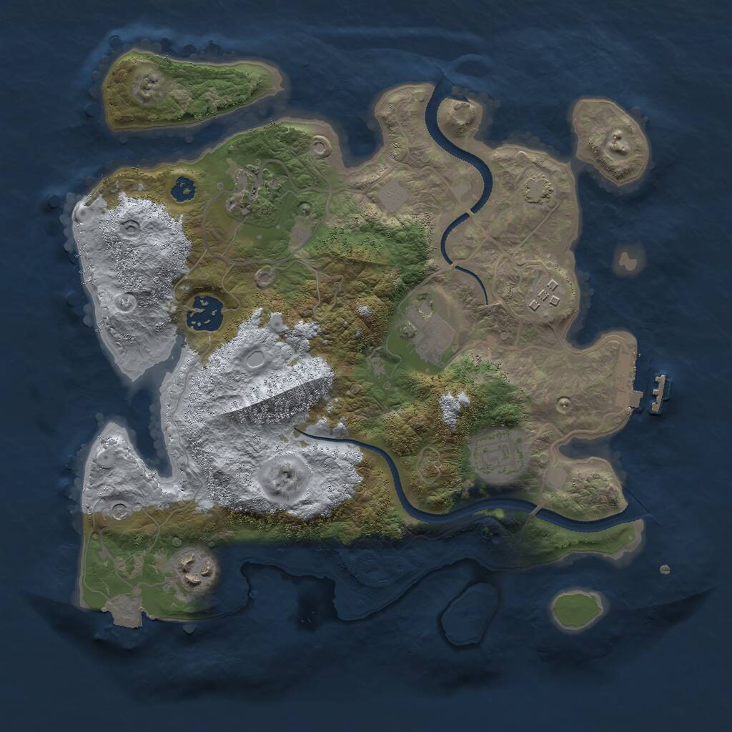 Rust Map: Procedural Map, Size: 3000, Seed: 5474, 10 Monuments