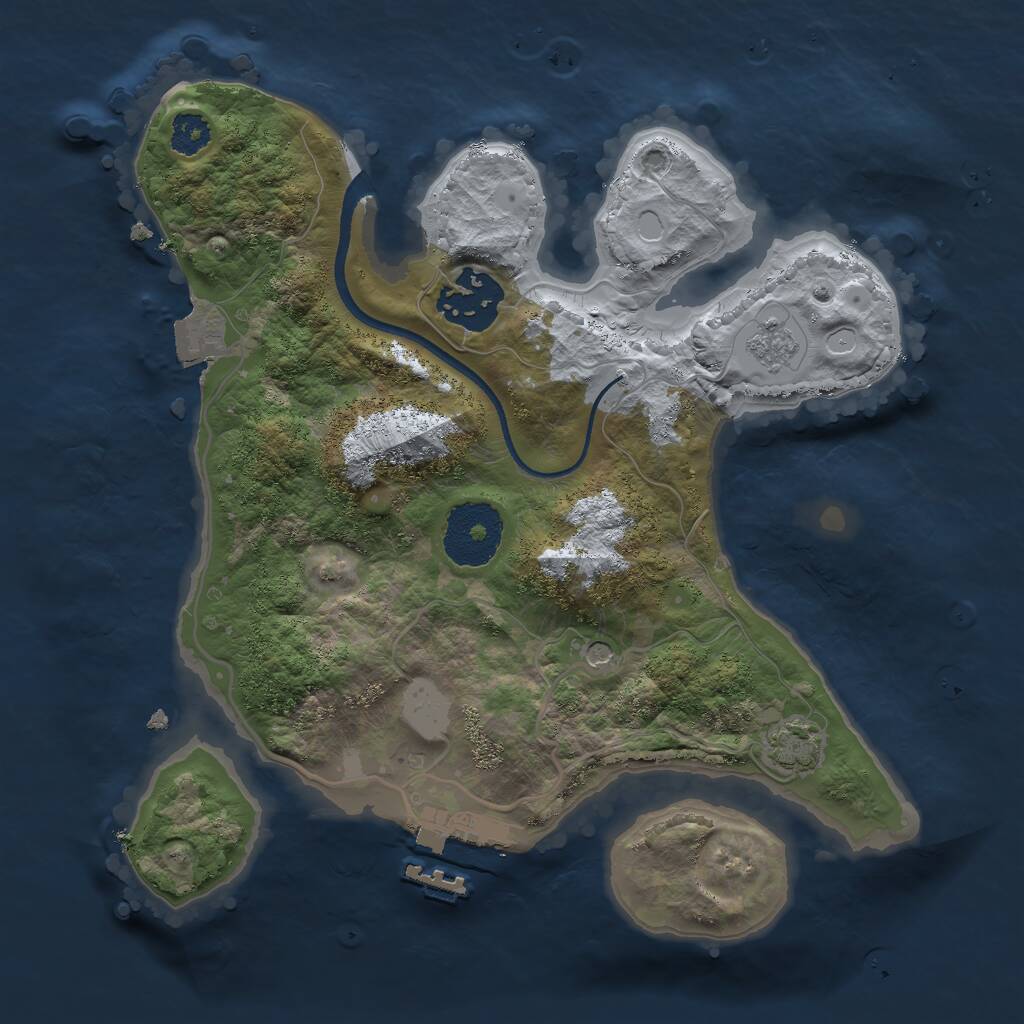 Rust Map: Procedural Map, Size: 2500, Seed: 3333, 6 Monuments