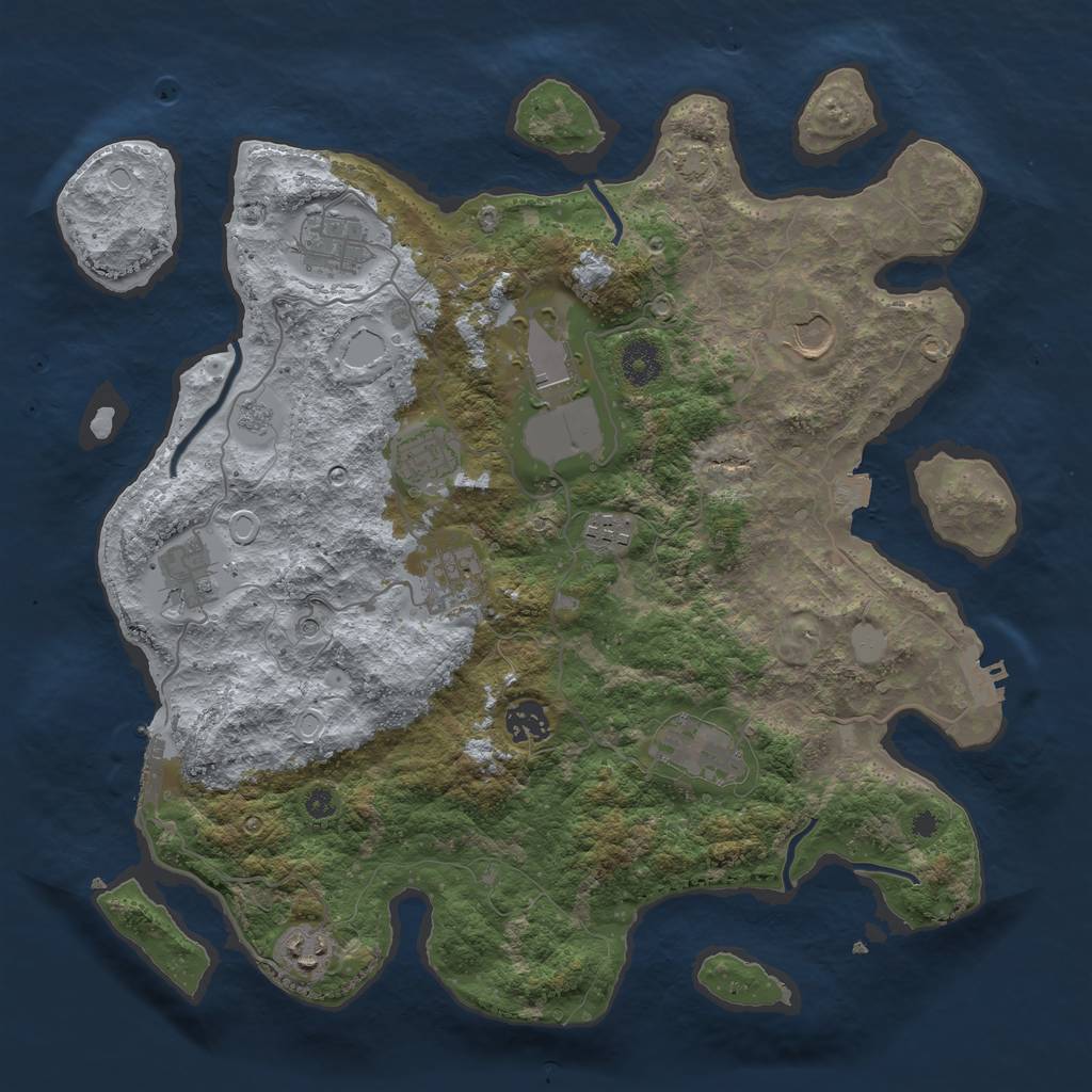 Rust Map: Procedural Map, Size: 3750, Seed: 617589560, 18 Monuments