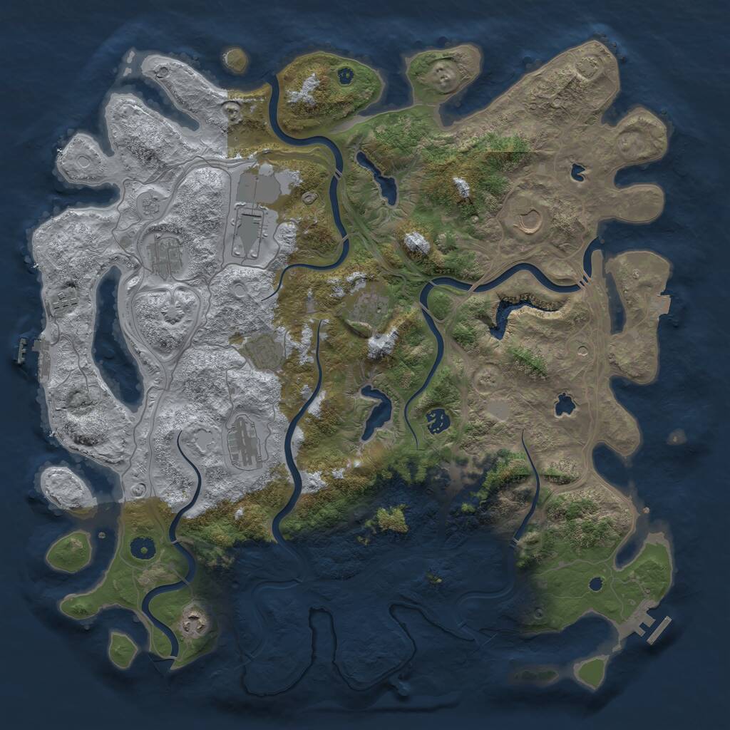 Rust Map: Procedural Map, Size: 4500, Seed: 5415896, 16 Monuments
