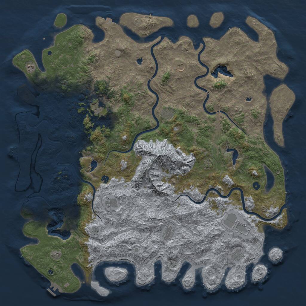 Rust Map: Procedural Map, Size: 6000, Seed: 47, 17 Monuments