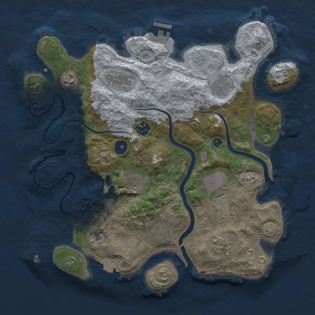 Rust Map: Procedural Map, Size: 3500, Seed: 764525588, 14 Monuments