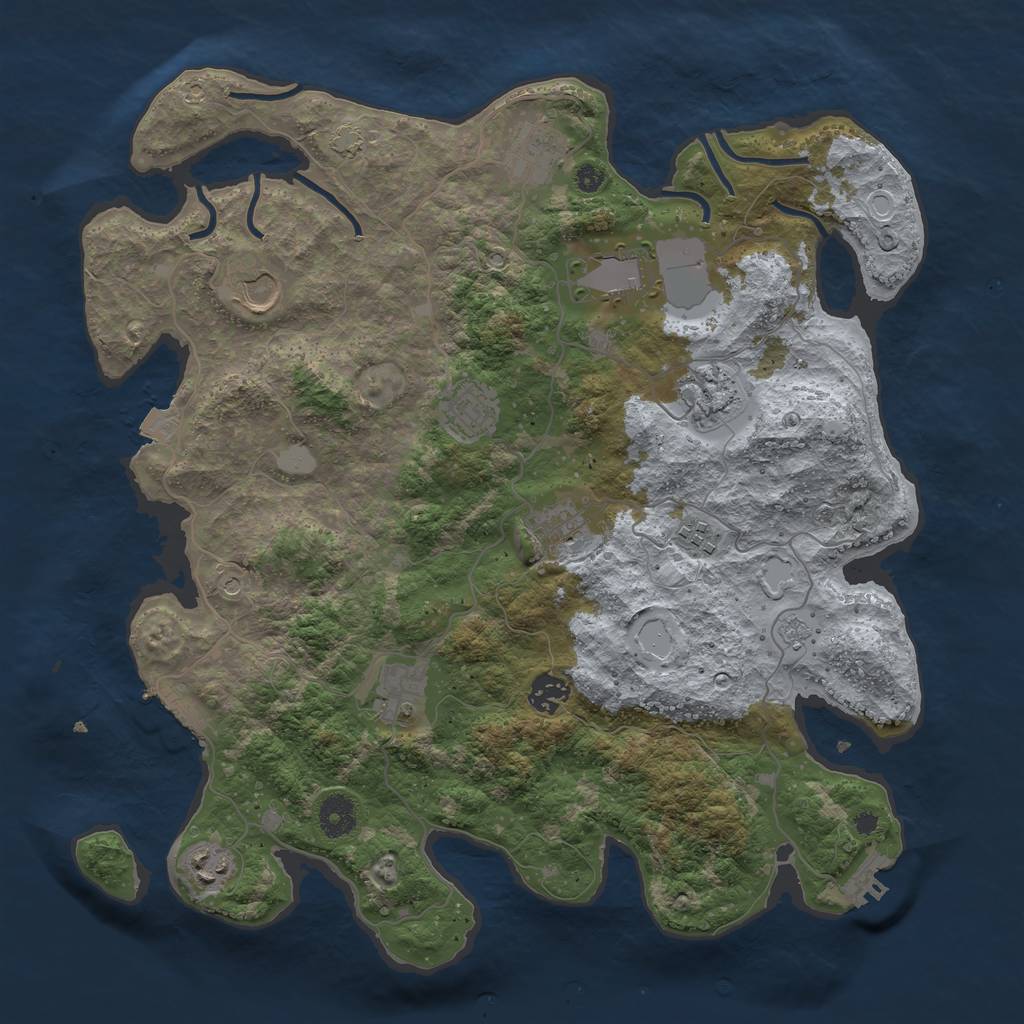 Rust Map: Procedural Map, Size: 3850, Seed: 848433300, 18 Monuments