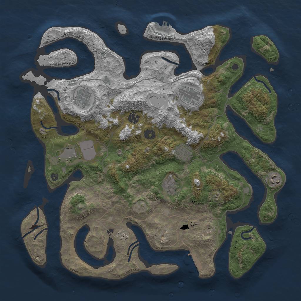 Rust Map: Procedural Map, Size: 4000, Seed: 101010, 19 Monuments