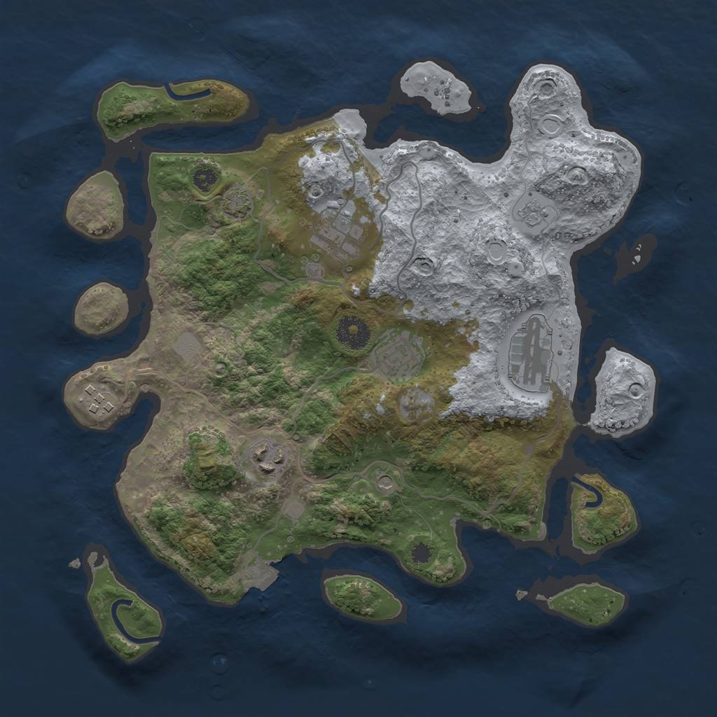 Rust Map: Procedural Map, Size: 3200, Seed: 69492797, 11 Monuments