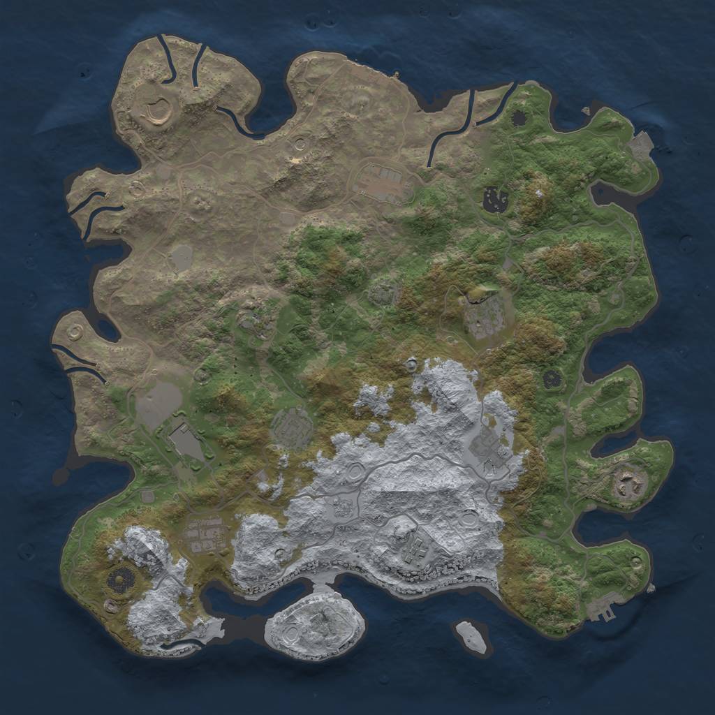Rust Map: Procedural Map, Size: 4000, Seed: 1085534432, 19 Monuments