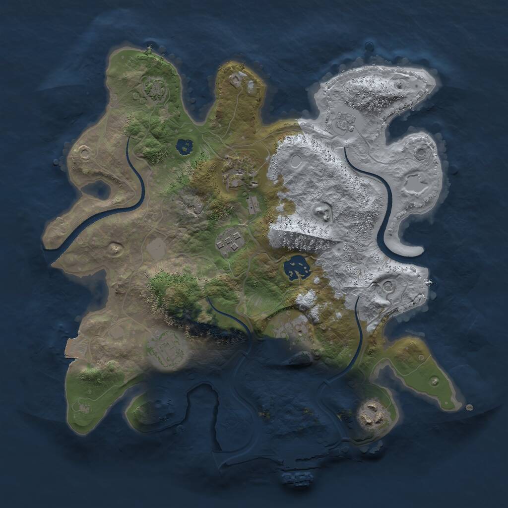 Rust Map: Procedural Map, Size: 3000, Seed: 5947623, 11 Monuments